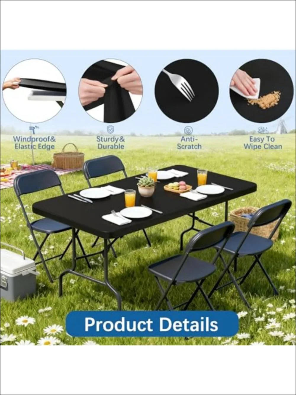 6FT Spandex Table Cloth 6 Pack Fitted Tablecloth Stretch Cover